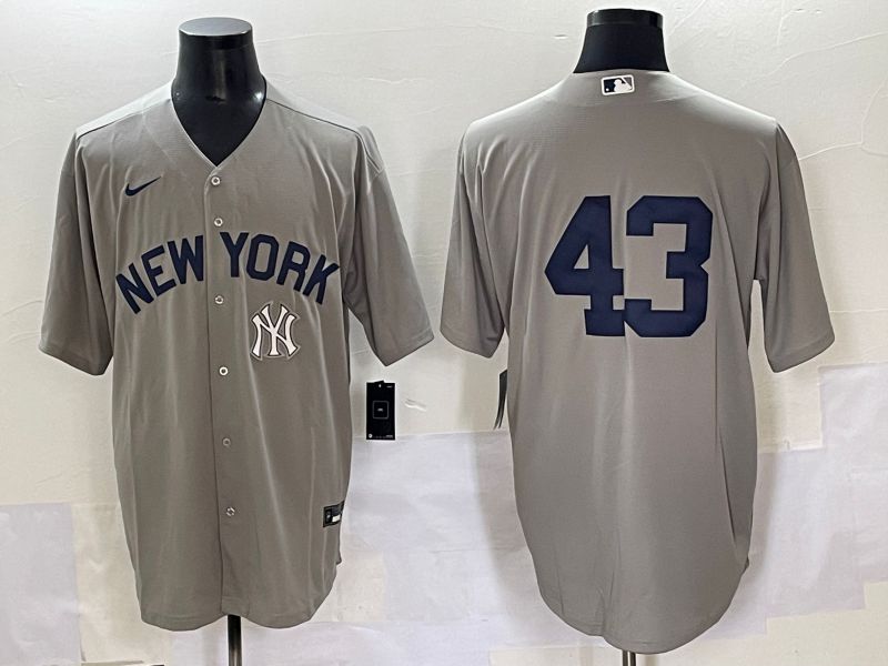 Men 2025 New York Yankees #43 No Name Grey Game Nike MLB Jersey style 46->new york yankees->MLB Jersey